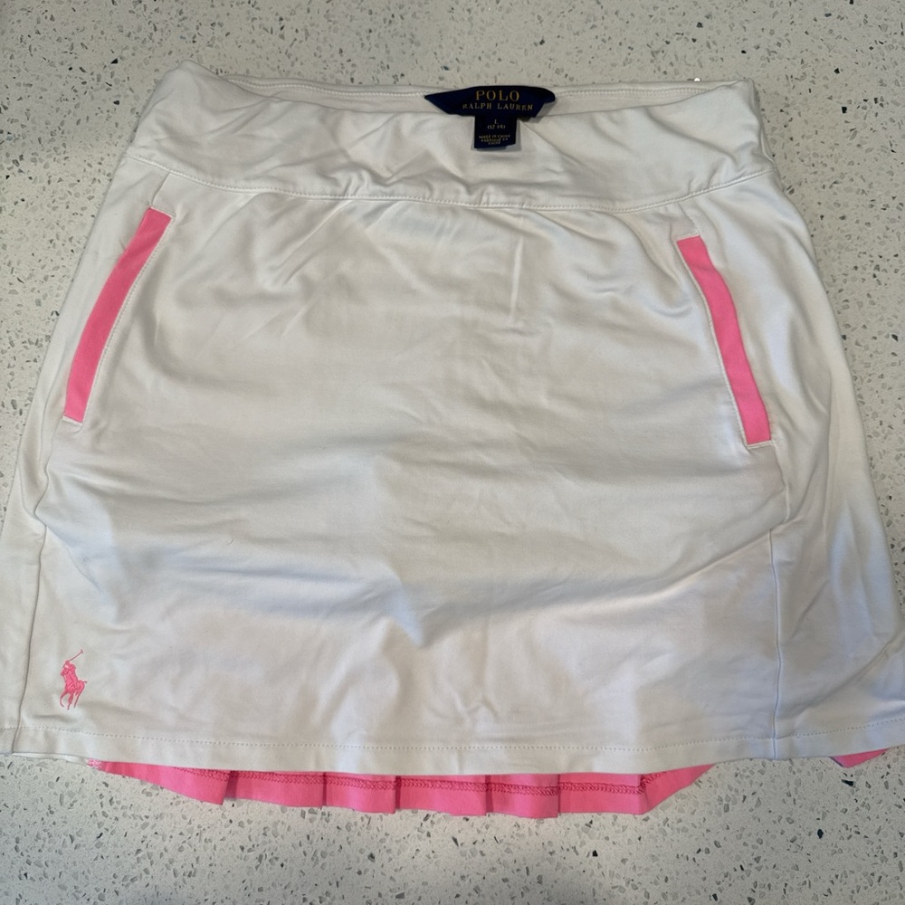 Polo by Ralph Lauren Women's Cream and Pink Skater Skirt